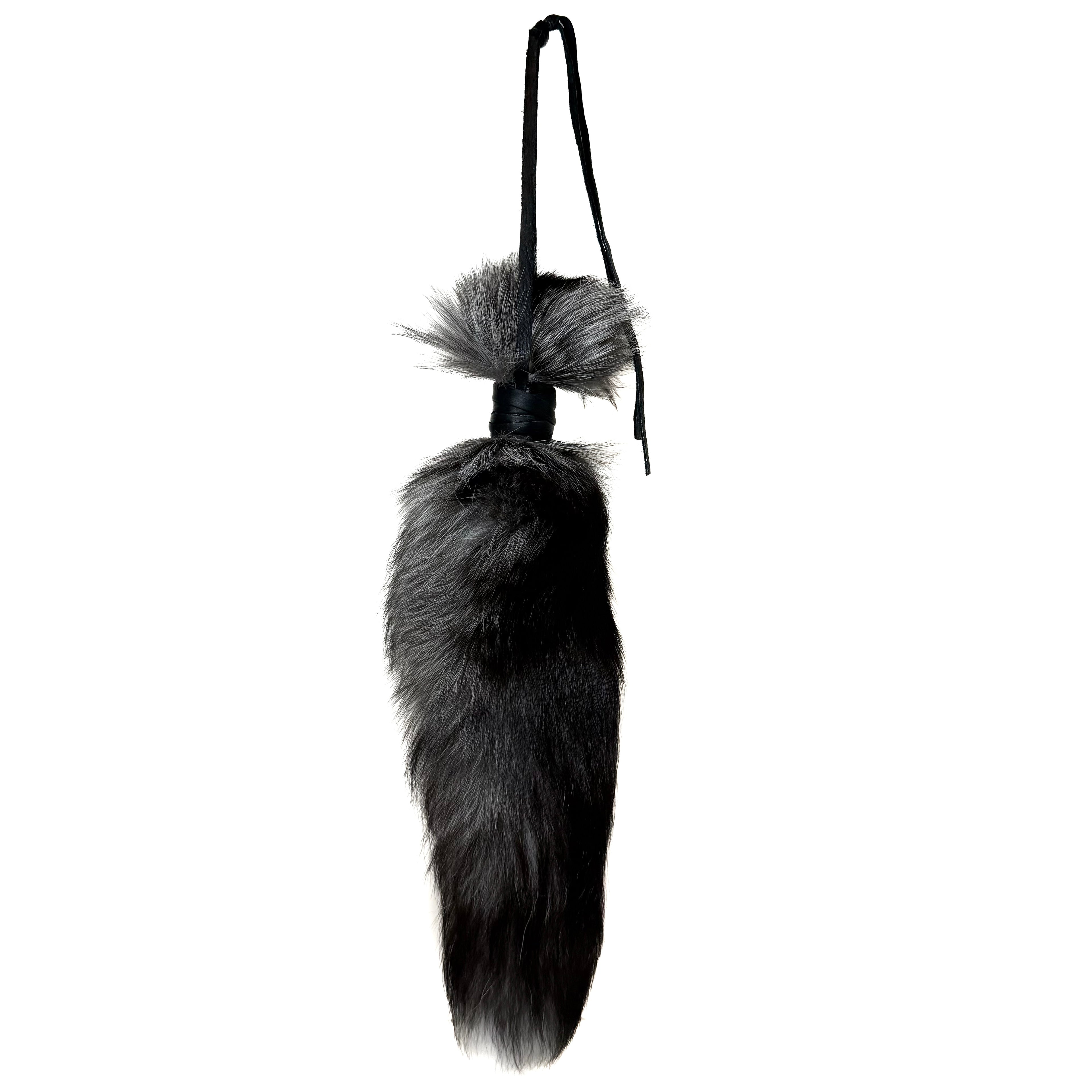 SILVER FOX TAIL KEYCHAIN