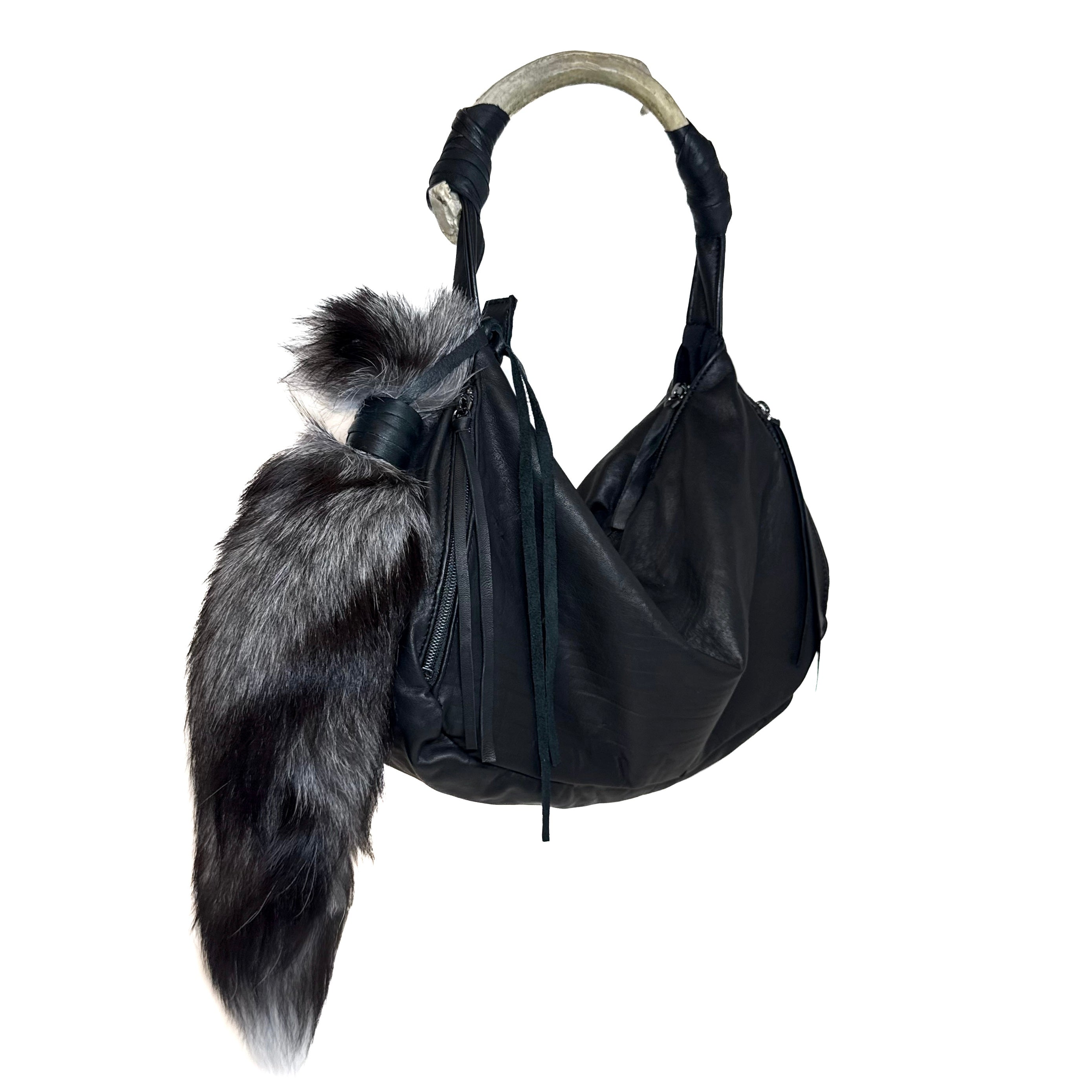 SILVER FOX TAIL KEYCHAIN